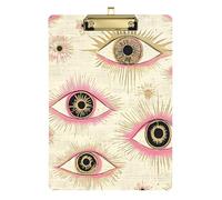 Peach Gold Mysterious Evil Eyes auto clipboard Hard Board for Teacher Must Haves for Classroom Elementary Size 9 x 12.5 Tablas para escribir