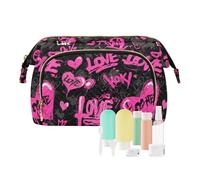 Peach Graffiti Hearts Y2k Toiletry Bag Portable Makeup Organizer Bag Makeup pouching Period for Card Key Organizer