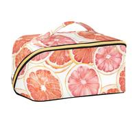 Peach Grapefruit Slices Cosmetic Bag with dividers stylish Cosmetic Bags With Zipper with Compartments & Handle
