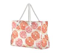 Peach Grapefruit Slices Portable Sandproof Outdoor Tote with side pocketes Bags For Women for Pool Gym Grocery Travel