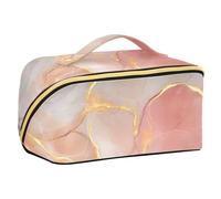 Peach Gray Gold Glitter Traces Designed Makeup Bag with dividers Zipper Cosmetic Bags With Zipper with Compartments & Handle