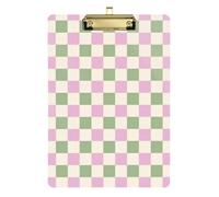Peach-Green Check Automotive Clip Board Acrylic Cute for First Year Teacher Must Haves Size 9 x 12