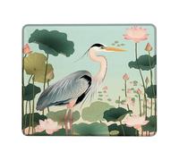 Peach Green Water Lily Flowers Desk Mouse Pad with Stitched Edge, Washable Non-Slip Rubber Mouse Pad for Home Computer and