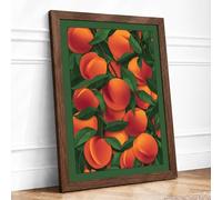 Peach Harvest Botanical Framed Wall Art Print A1 (84.1×59.4cm) Walnut, Wall Decor for Living Room, Bedroom, Office & Home, Ready to Hang, Art Gift