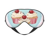 Peach Heart Cake Print Sleep Mask with Adjustable Strap, Comfortable Eye Cover for Travel, Yoga, Napping, Sleeping & Relaxation