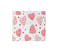 Peach Heart Dish Drying Mats for Kitchen Counter, Cute Polka Dot Absorbent Dish Drainer Mat, Valentine'S Day Microfiber Drying Pad for Coffee Bar 16x18 Inch