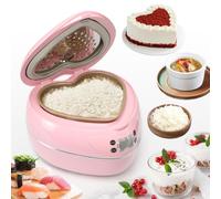 Peach Heart Shape Rice Cooker, 6 In 1 Pink Rice Cooker, Smart Cute Rice Cooker with Non-Stick Liner, Preset Timer and Automatic Heat Preservation for Gifts, 300w, 1.8L