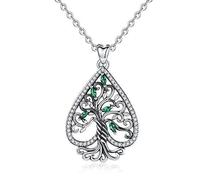 Peach Heart Tree Of Life Necklace Green Pendant Jewelry For Christmas Valentine Day