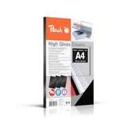 Peach High Gloss Cover Sheets, 250 gsm, A4, black, 100 sheets
