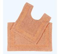 Luxury Bath Mat Set 1600GSM 100% Cotton Reversible Extra Large 2 Piece Homescapes Peach One Size