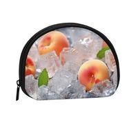 Peach Ice Cubes Coin Purse Personalized Coin Bag for Women Men Change Purse Small Wallets with Zipper Mini Shell Coin Pouch Outdoor Shopping Change Storage Bag Handbags Gifts