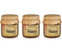 Peach Jam - Pack of 3 280g Jars - Fresh and Juicy Peaches - Ideal for Desserts and Breakfasts - No Dyes or Preservatives - Gourmet Product of Portuguese Origin