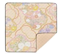 Peach Japanese Vintage Cherry Blossom Ukiyo-e Large Sturdy Baby Activity Play Mat for Floor Comfortable Padded Baby Mat for Babies Infants Toddlers, 50'' x 50''