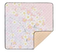 Peach Japanese Vintage Cherry Blossom Ukiyo-e Large Sturdy Baby Gym & Activity Mat for Indoor Outdoor Waterproof Infant Play Activity Mat for Babies Infants Toddlers, 50'' x 50''