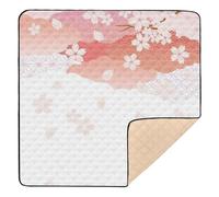 Peach Japanese Vintage Cherry Blossom Ukiyo-e Large Sturdy Baby Playmat for Floor Washable Tummy Time Mat for Baby Toddler Infant, 50'' x 50''