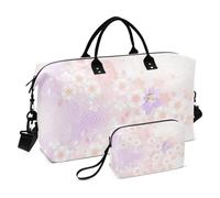 Peach Japanese Vintage Cherry Blossom Ukiyo-e Travel Hand Bag Carry On Weekend Bag Gym Tote Bag with Toiletry Bag for Travel Waterproof