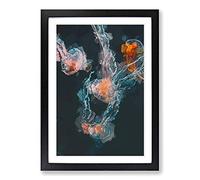 Peach Jellyfish in Abstract Framed Print | A2 Black Framed Wall Art | Ready to Hang | Abstract Fantasy Picture | Living Room Bedroom Lounge Office