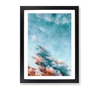 Peach Kissed Clouds Painting Modern Framed Print | A4 Black Framed Wall Art | Ready to Hang | Modern Landscape Picture | Living Room Bedroom Lounge Office