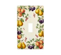 Peach Kitchen Single Light Switch Cover Plate, Vintage Rustic Pear Plum Summer Yellow Plastic Standard Size Decorative Wall Plates for Home Living Room New Apartment Decor (Single)