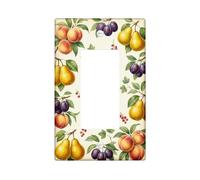 Peach Kitchen Single Rocker Light Switch Cover, Vintage Rustic Pear Plum Summer Yellow Plastic Standard Size Decorative Wall Plates for New Apartment Home Bedroom Office Decor