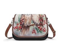 Peach Leafed Flower Crossbody Bags for Women Leather Handbags Travel Purses Shoulder Bags Tote Bag for Daily Use, Two Owls on the Tree, One Size