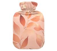 Peach Leaves Rose Gold hot Waterbottle with Soft Cover, 2L hot compresses for The Body for Pain Relief, Pain Relief, Bolsa para cólicos menstruales