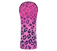 Peach Leopard Print Golf Club Head Covers Premium Leather Waterproof Numerical Label Headset For Female Golf Club Drivers