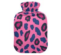 Peach Leopard Print Travel hot Water Bottle with Soft Cover, 2L hot compresses for The Body for Hot and Cold Therapies, Hot and Cold Therapies