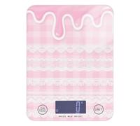 Peach Lolita Lace Plaid Keto Food Kitchen Scale 11lb/0.18oz, 5kg/5g Smart Kitchen Digital Scales with 4 Unit for Meal Prep Meal Prep Meal Prep báscula para cocina