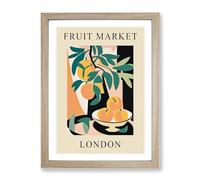 Peach London Fruit Market Exhibition Framed Print | A2 Oak Framed Wall Art | Ready to Hang | Modern Food Picture | Living Room Bedroom Lounge Office
