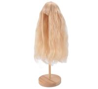 Peach Long Wigs with Bangs - Soft High Temp Fiber, Lightweight, Easy to Wear - Suitable for Dolls with Head Circumference 7.3 to 8.3in