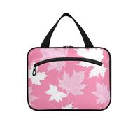 Peach Maples White Silhouette hanging travel makeup bag large with hook, designer accessories travel bag toiletry for women travel camping bolso para maquillaje M, peach maples white silhouette, M