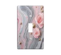 Peach Marble Decorative Switch Cover 1 Gang Single Toggle, Luxury Abstract Modern Switchcover Wall Plate, 3D Contemporary Electrical Faceplate for Bedroom Living Room Decor