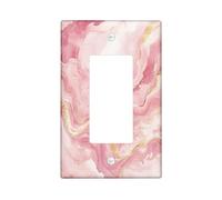Peach Marble Decorative Switch Cover Plate 1 Gang Single Rocker, Luxury Abstract Modern Electrical Faceplate for Bedroom Bathroom Decor, 3D Contemporary Standard Size Switchplate