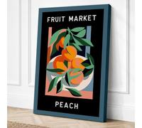 Peach Market Geometric Canvas Wall Art Print 18x12 Inch | Ready to Hang, Gallery Wrapped, Fade-Resistant Inks, Securely Packaged, UK Made