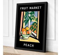 Peach Market Window Art Deco Canvas Wall Art Print 18x12 Inch | Ready to Hang, Gallery Wrapped, Fade-Resistant Inks, Securely Packaged, UK Made