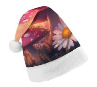 Peach Mushroom Twilight Christmas Hats Patterned Santa Hat New Year Festive Holiday Party Supplies Adult