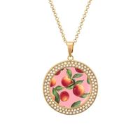 Peach Novelty Pendant Necklace Fashion Diamond Jewelry for Women Men Silver Gold