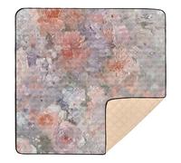 Peach Oil Painting with Floral Touch Large Stylish Baby Play Mat for Indoor Outdoor Portable Tummy Time & Crawling Mat for Babies Infants Toddlers, 50'' x 50''