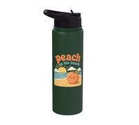 Peach on the Beach Cute Summer Vacation Design Stainless Steel Insulated Water Bottle