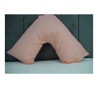 (Peach) Pack of 2 Plain Poly-Cotton Back & Neck Support V Shaped Pillowcase Orthopaedic/Pregnancy/Nursing Pillow Case Pair- Available in 25 Colours 74 x 34 cm