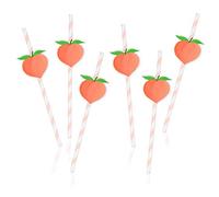 Peach Paper Straws Set, 50Pcs Peach Straws for Little Cutie Baby Shower Decorations, Pink Fruit Drinking Straws for Bachelorette Peach Theme Birthday Party Favor Supplies