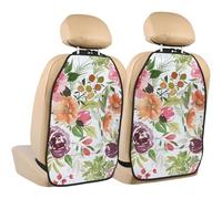 Peach Peony,2 Pack Car Seat Kick Mats Back Seat Protector Durable Back Seat Organiser