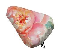 Peach Peony Bike Seat Cover - Universal Adjustable Straps, Waterproof Non-Slip Bicycle Saddle Protector, Sun & Dust Protection Bike Saddle Cover