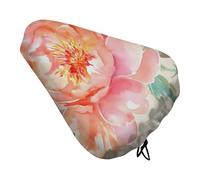 Peach Peony Bike Seat Cover Water-Repellent Exercise Bike Seat Cushion Bicycle Saddle Cover with Drawstring Rain Snow Dust Covers for City Mountain Road Biking