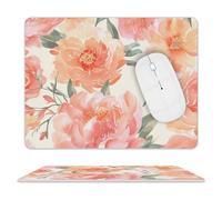 Peach Peony Mouse Pad Ultra Thin, Leather Mousepad with Waterproof Smooth Surface, Anti Slip Mouse Pad for Gaming, Office & Home, 10 X 8 Inch