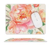 Peach Peony Mouse Pad Ultra Thin, Leather Mousepad with Waterproof Smooth Surface, Anti Slip Mouse Pad for Gaming, Office & Home, 10 X 8 Inch