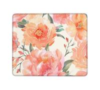 Peach Peony Mouse Pad with Stitched Edge, Personalized Premium-Textured Computer Mouse Mat with Non-Slip Rubber Base, Waterproof Gaming Mousepad for Laptop, Office Home 7 x 8.6 in