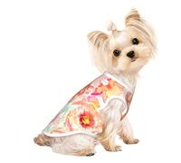 Peach Peony print Dog Clothes T Shirts for Small Dogs Breathable Puppy Kitten Dog Shirts for Pet Dogs Cats