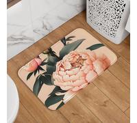 Peach Peony Print Doormat Welcome Door Mat Non-Slip Absorbent Bath Rug Soft Washable Floor Mat Modern Carpet for Stylish Kitchen Bedroom Bathroom Decor 16 X 24 Inch